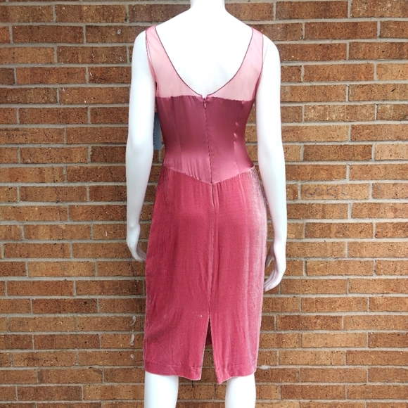 Papell Boutique Evening Dress- Pink Silk Bottom & Sheer Chest Sz 4 - Picture 9 of 10